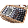 Cos de picnic pentru 4 persoane, DKD Home Decor, 48 x 32 x 22 cm, rachita, natural/albastru