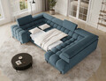Coltar extensibil dreapta 3 locuri ELTAP, RT-40JAF, Fectory, 346x205x93 cm, lemn/poliester, albastru