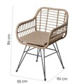 Scaun pentru gradina Ariki v1, 57x 62 x 80 cm, otel/ratan sintetic