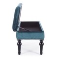 Bancheta Bernard, Bizzotto, cu spatiu de depozitare, 108.5x43x45 cm, catifea, albastru/verde