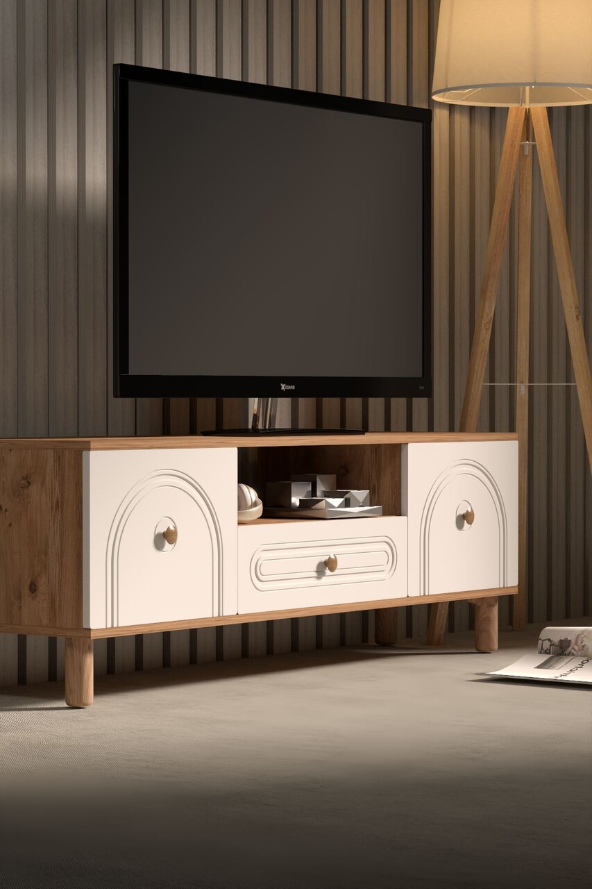 Comoda TV, Hanah Home, Serenta 150, 150x53x41 cm, PAL, Pin Atlantic / Alb - view 4