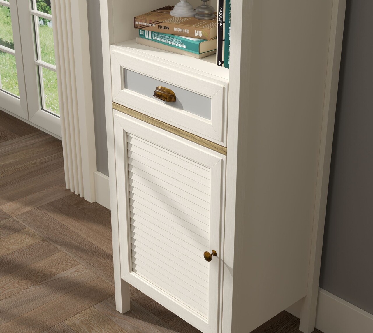 Dulap multifunctional, Hanah Home, FRN-21021, 60.4x194x44.2 cm, PAL, Crem / Stejar / Gri - view 4