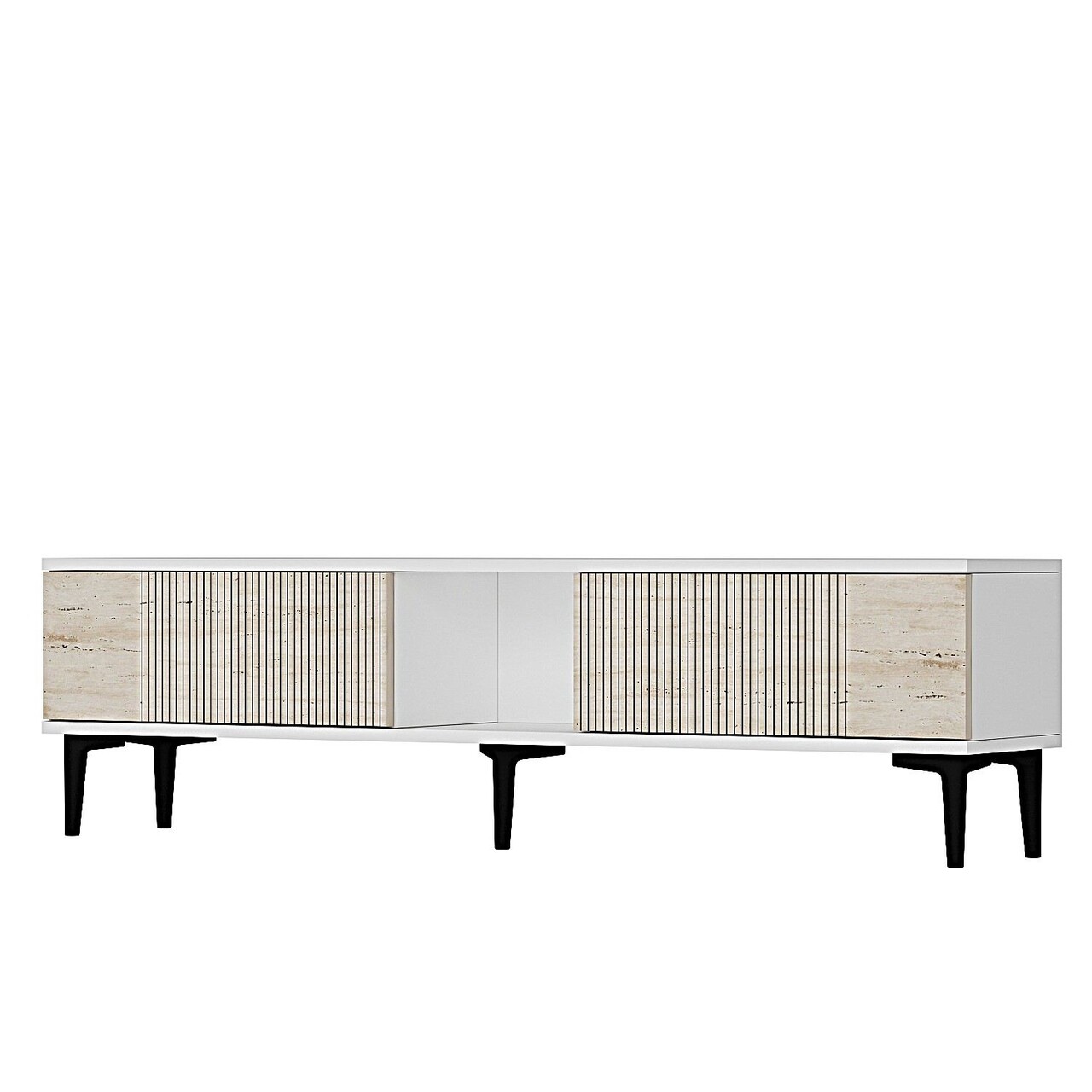 Comoda TV, Hanah Home, Corsa 150, 150x40.5x32 cm, Alb / Travertin - imagine 4