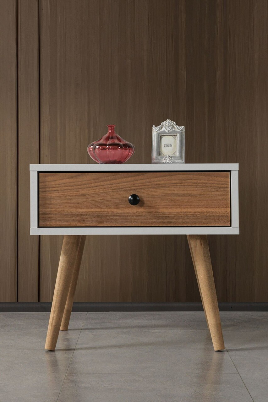 Noptiera Hanah Home Vita 5104 55x49x55 cm PAL Alb/Maro