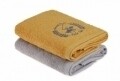Set 2 prosoape de maini, Beverly Hills Polo Club, 50x90 cm, 100% bumbac, mustar/gri