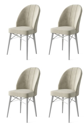 Set de scaune, Charlotte, Ritim, Metal, Crem/Alb