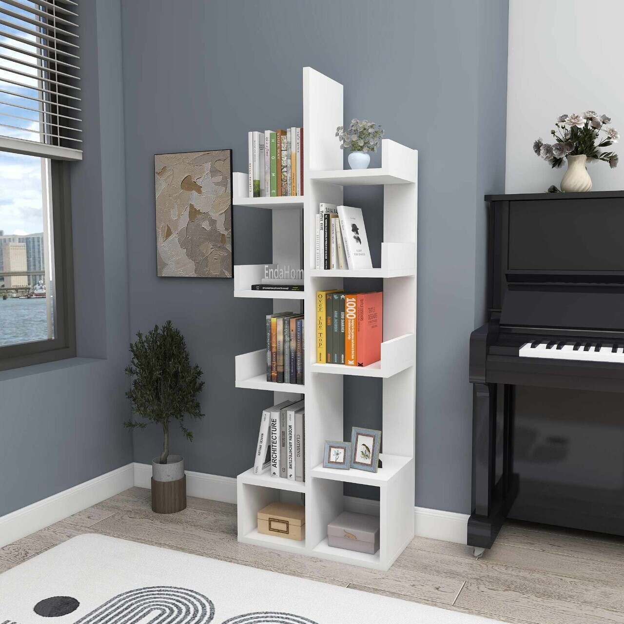 Corp biblioteca, Hanah Home, Pamfilya, 53x132x21.6 cm, Alb