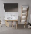 Set Dulap de Baie cu Chiuvetă și Oglindă (2 Piese), Hanah Home, Purus 100, Stejar