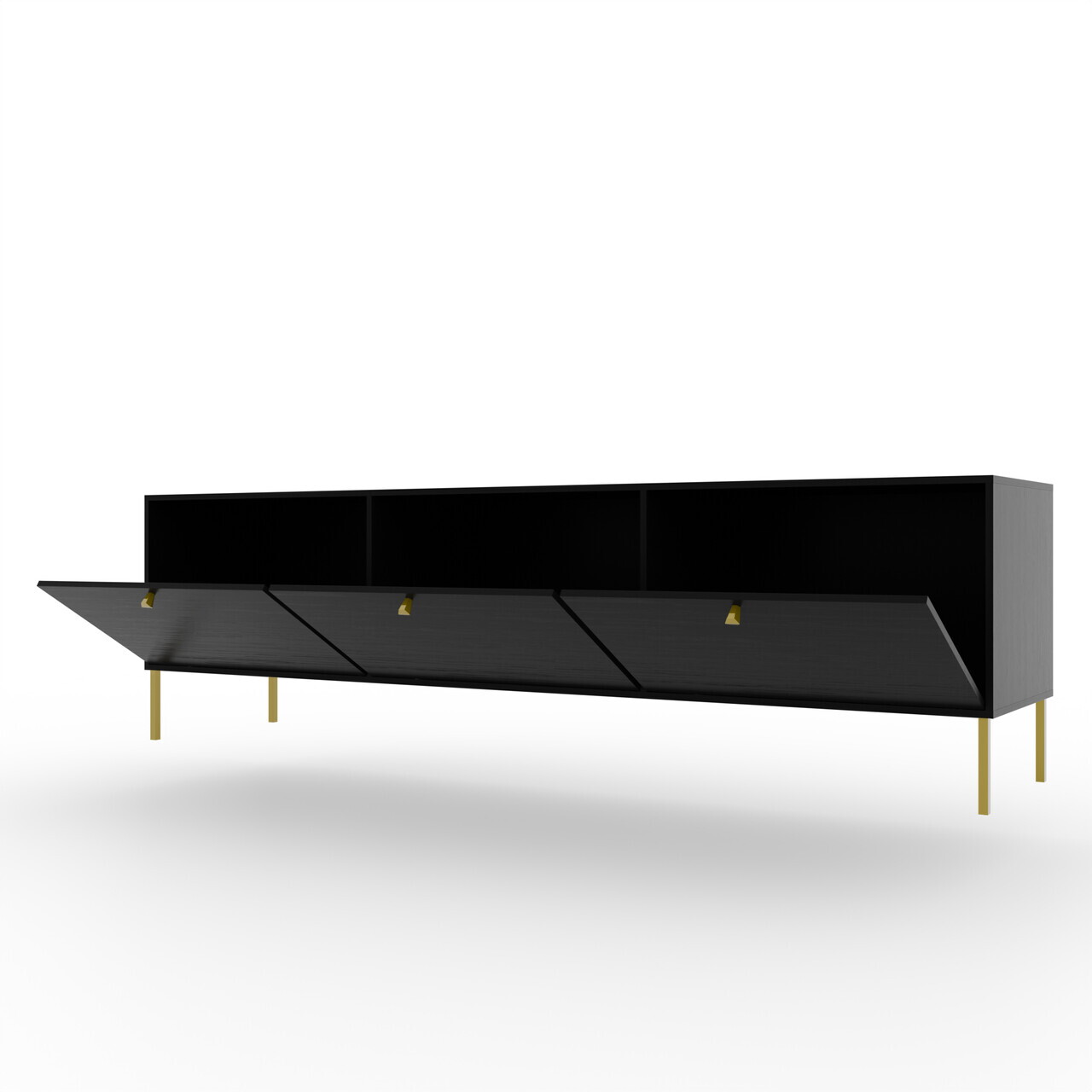 Comoda TV ADRK, Tili 3D, 180x40.8x50 cm, PAL laminat, negru — imaginea 3
