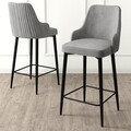 Set scaune de bar 6 piese, Charlotte, Enox, Metal, Gri/Negru
