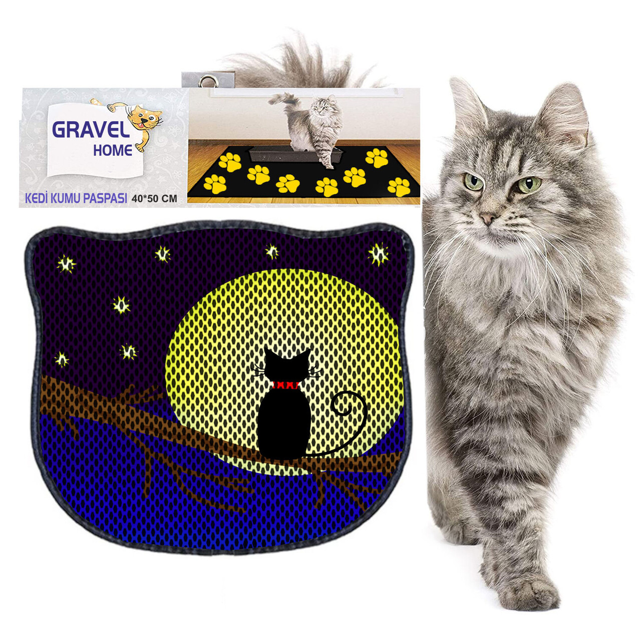 Covoras litiera pentru colectarea granulelor de nisip, Paws &amp; Whiskers, Kdkafa0126, 50% PVC/50% poliester, Multicolor - view 2