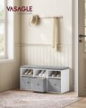 Bancheta cu 6 compartimente si 3 cutii textile, Vasagle, 87x30.3x48 cm, PAL/tesatura Oxford, alb