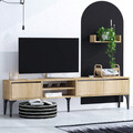 Comoda TV, Emerald, Titan, 180x50x30 cm, Stejar safir / negru