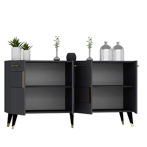 Consola, Olivia, Moda, 150x79x40 cm, PAL , Antracit / Aur
