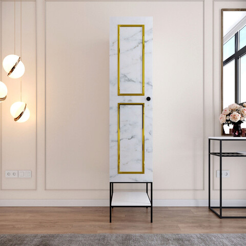Dulap pentru haine, Comforty, Martin 1, 42x200x50 cm, Alb / Negru / Auriu 42x200x50 imagine 2022