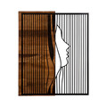 Decoratiune de perete, Esaret, lemn/metal, 48 x 58 cm, negru/maro