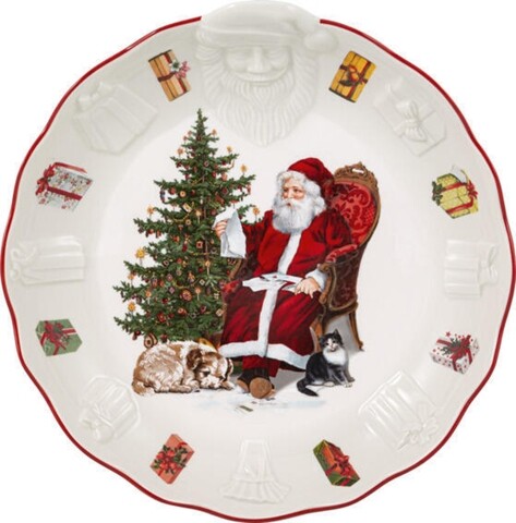 Bol pentru servire, Villeroy & Boch, Toy\'s Fantasy Santa Relief, 24 cm, portelan premium, pictat manual