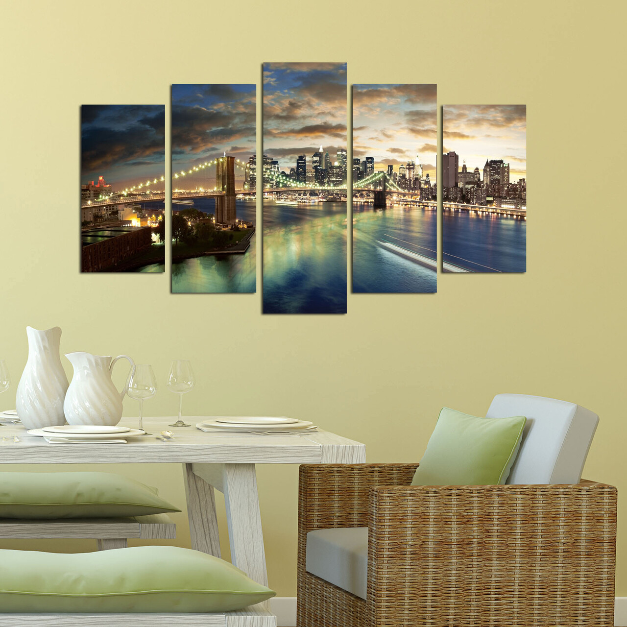 Set 5 tablouri decorative 5PMDF-79 20 x 60 cm Multicolor