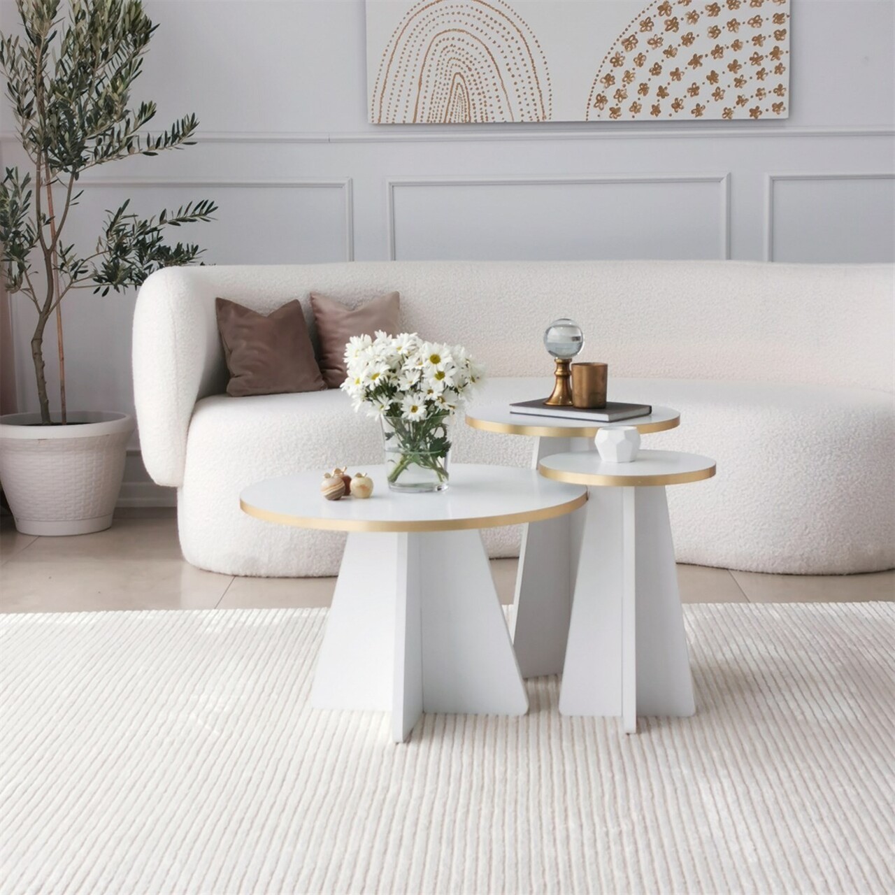 Set masuta de cafea, Neostill, Mushroom 2, PAL, Aur/Alb - 2 | YEO