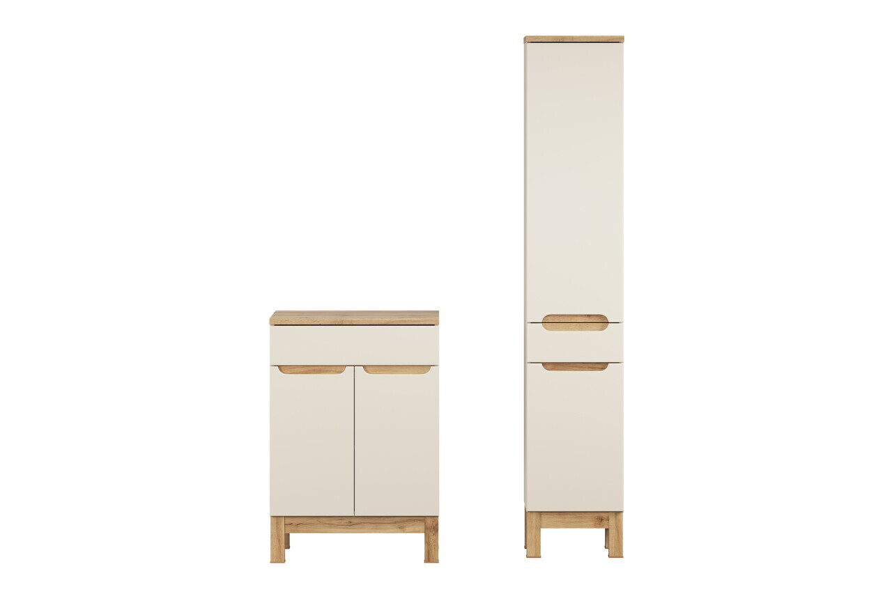 Set mobilier baie Bali Cashmere Wotan 60 cm HC, dulap inalt si masca lavoar, Comad, MDF/PAL, casmir - view 3