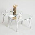 Set masute 2 piese, Neostill, Gusto, Sticla temperata , Alb