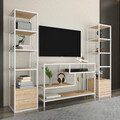 Comoda TV, Retricy, Robbins, 198x39x160 cm, PAL, Stejar alb