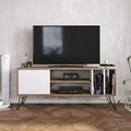 Comoda TV, Zena Home, Mistico, 140 x 58.7 x 35.5 cm, pal melaminat, nuc/negru/alb