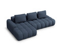 Coltar extensibil stanga 3 locuri, Linz, Cosmopolitan Design, 275x142x84 cm, cotiera dreapta, tesatura structurata, albastru inchis