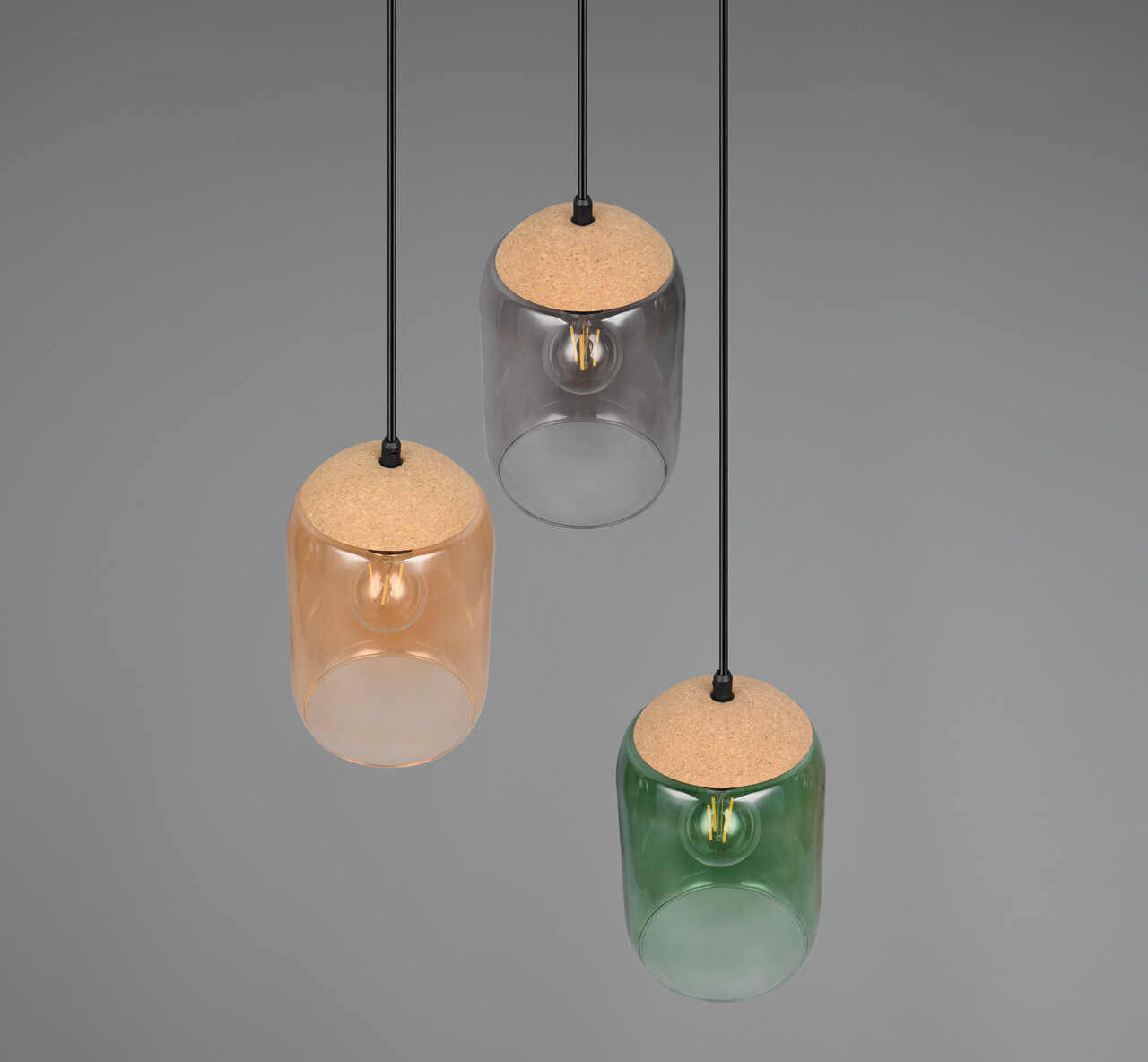 Lustra Cork, TRIO, 30x150 cm, 10W, 3x E27, metal/sticla, multicolor