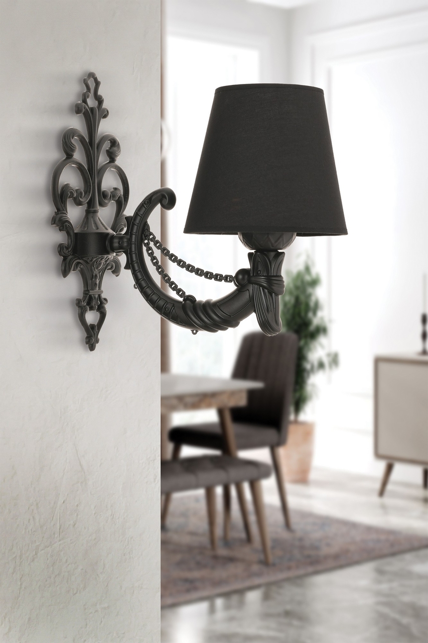 Aplica de perete, Opviq, 390FLH2340, Negru