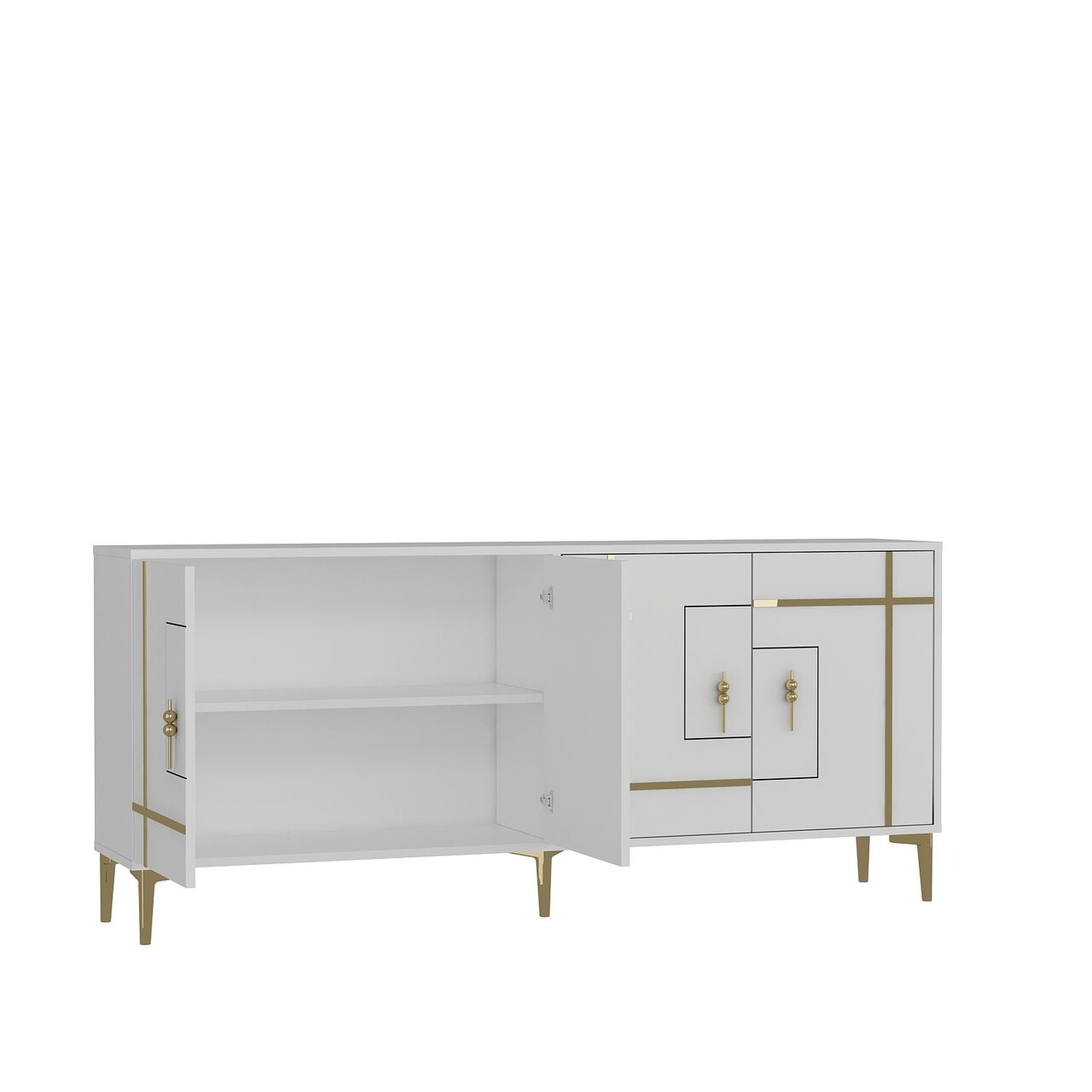 Consola, Hanah Home, Simge, 180x78.6x35 cm, PAL , Alb/Auriu - view 6