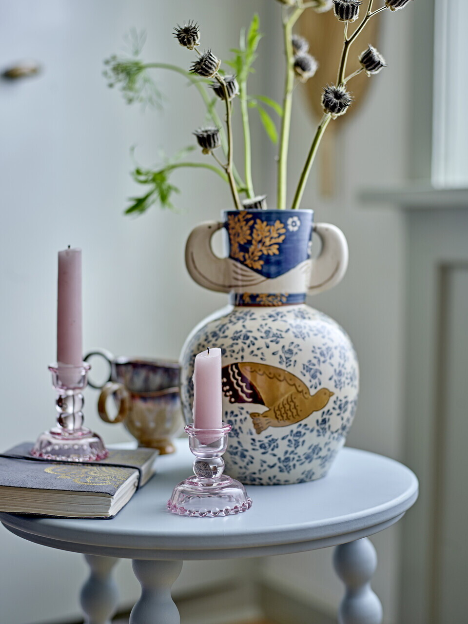 Vaza decorativa, Bloomingville, Hezha, 16.5x23.5 cm, ceramica, albastru - imagine 2