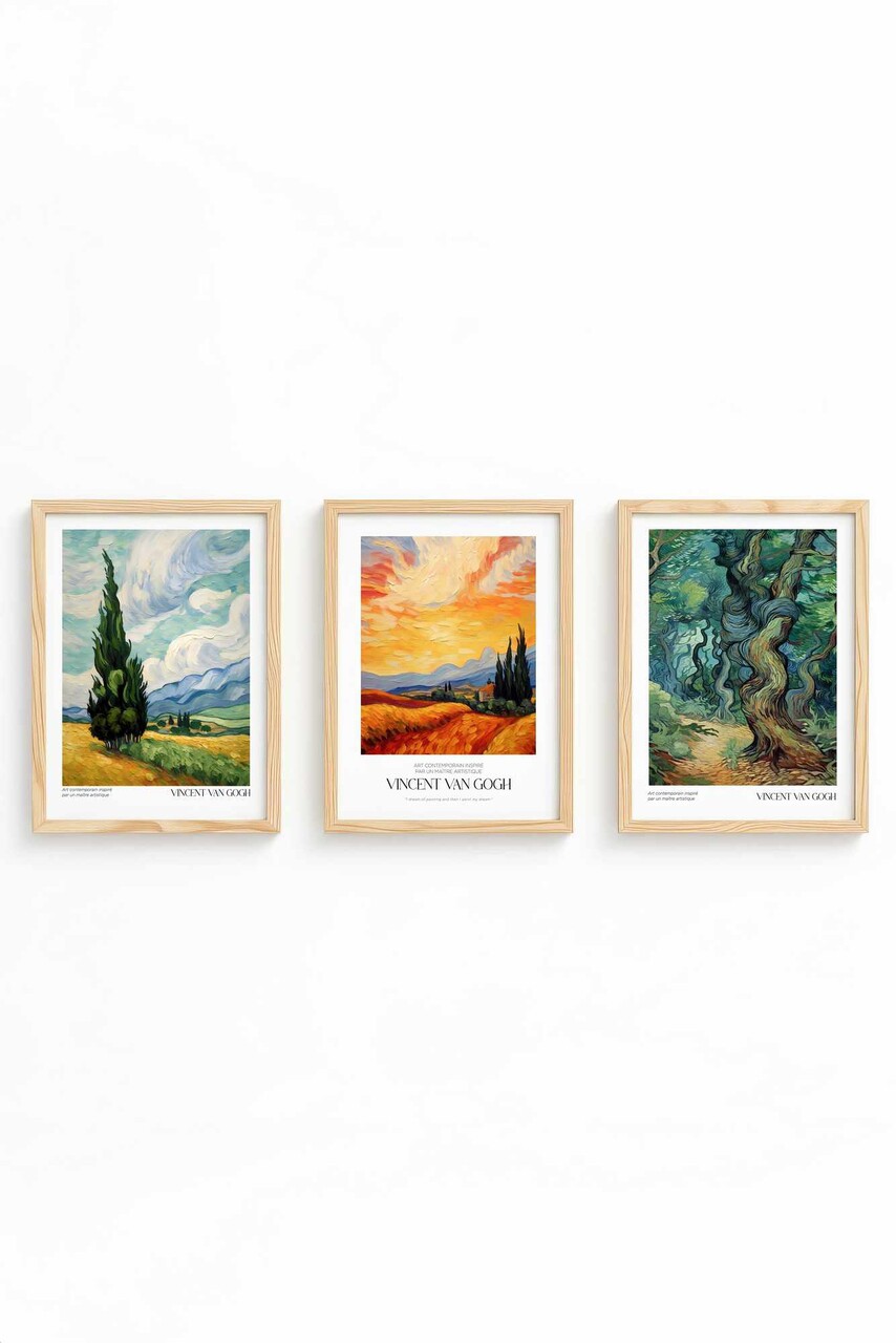 Set 3 tablouri decorative, Huhu528, Cadru: 100% LEMN MASIV (Grosime: 2 cm), Multicolor - view 2