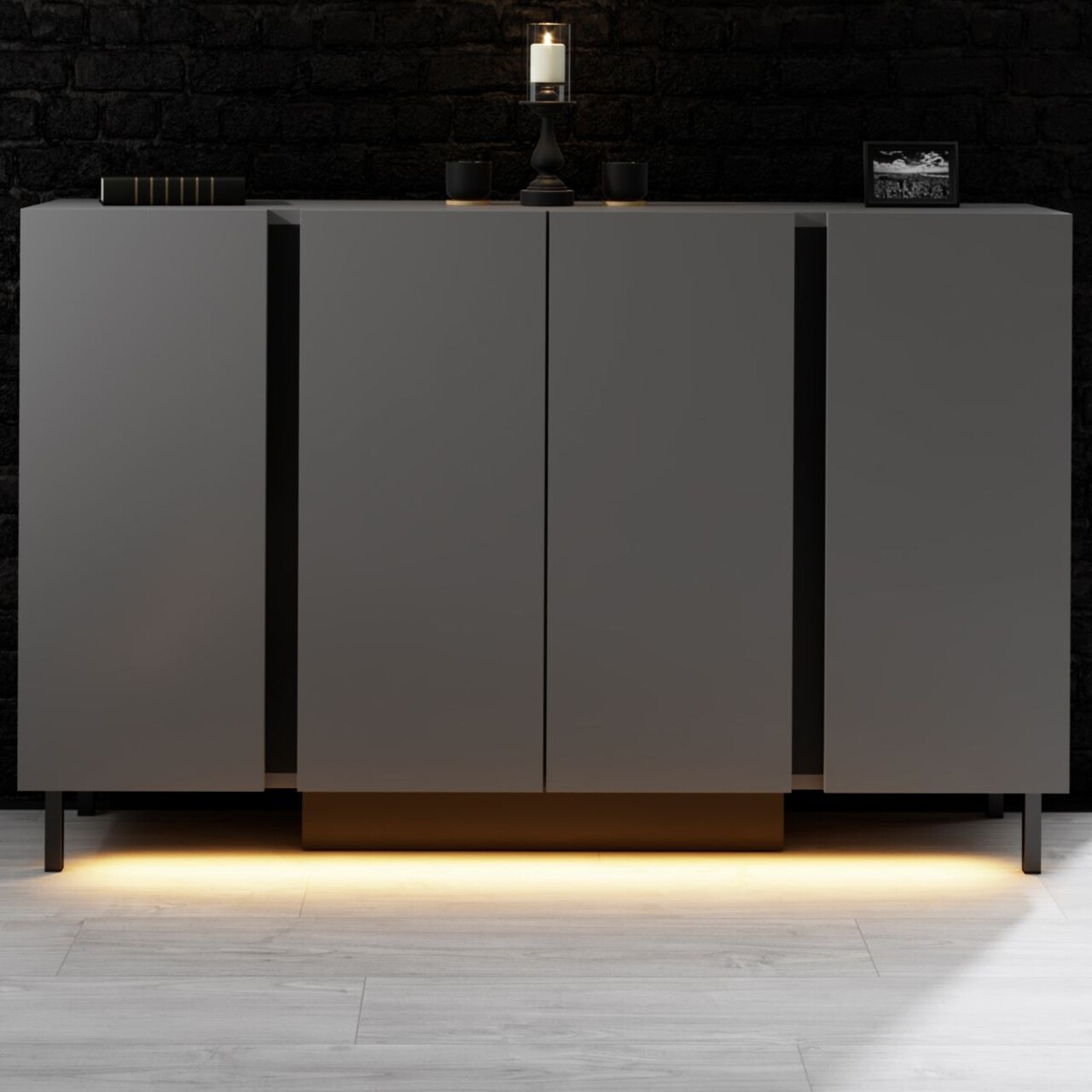 Consola, Hanah Home, Paris, 127x80x32 cm, Antracit - imagine 2
