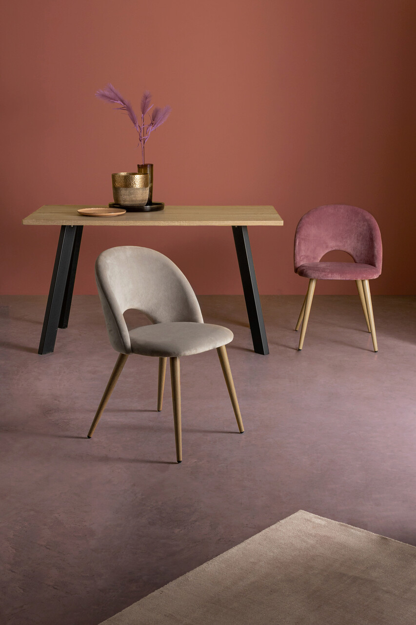 Scaun Linzey, Bizzotto, catifea, 53x60x82 cm, grej