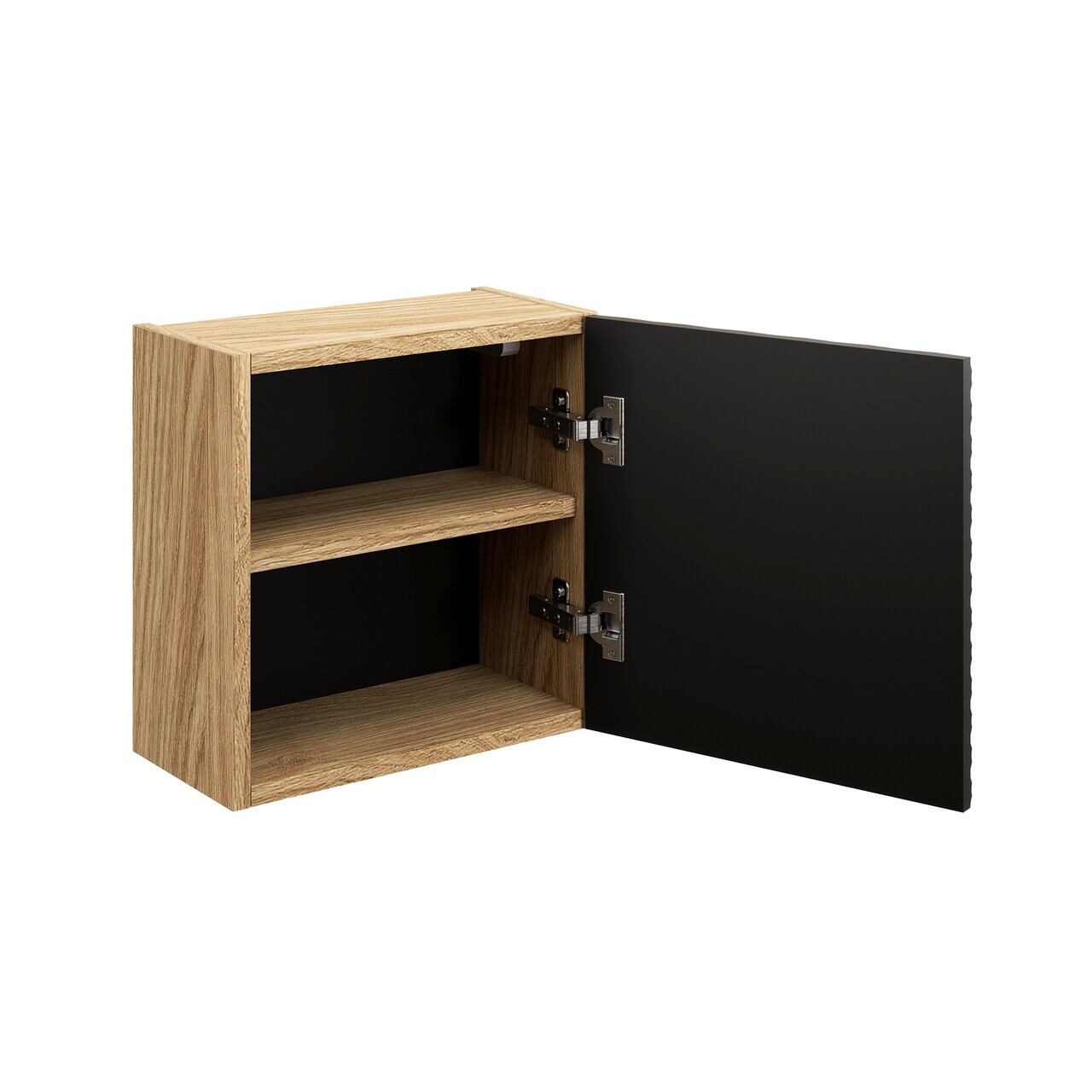 Dulap suspendat cu 1 usa, Ocean Black, Comad, 35x19x35 cm, MDF/PAL laminat, negru mat/stejar — imaginea 2