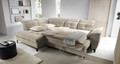 Coltar extensibil stanga 5 locuri ELTAP, LT-18AU, Inferne, 297x210x107 cm, lemn/poliester, bej deschis