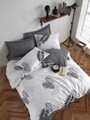Lenjerie de pat dubla, Pipong - White, Grey, Acasă EnLora, 80% bumbac / 20% poliester