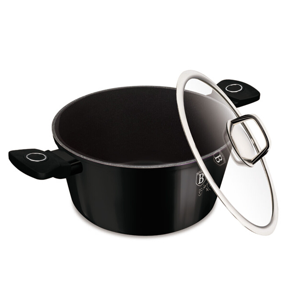 Oala cu capac Berlinger Haus, Black Vantage, 28 cm, 6.1 L, aluminiu forjat, negru lucios - imagine 3