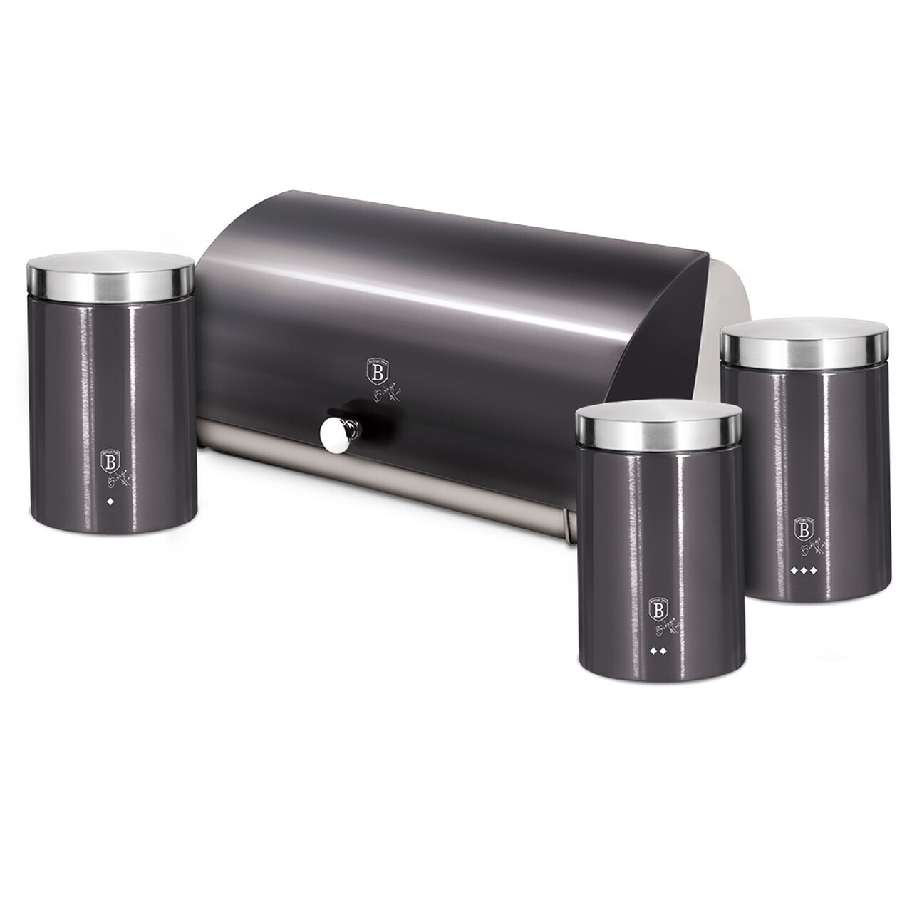 Set cutie pentru paine si 3 recipiente Berlinger Haus, Carbon Pro, 38.5x28x18.5 cm, inox, gri inchis/argintiu - imagine 3