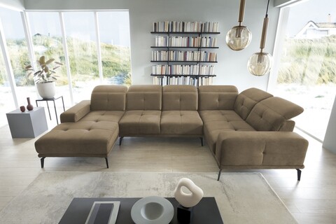 Coltar dreapta 6 locuri ELTAP, RT-20NU, Neviro, 350x201x77 cm, lemn/poliester, maro deschis