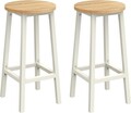 Set 2 scaune de bar, Vasagle, 32x32x65 cm, fier/PAL, alb/natural