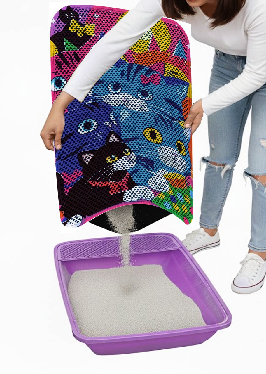 Covoras litiera pentru colectarea granulelor de nisip, Paws &amp; Whiskers, Cat Lıtter Mat 41, Multicolor - view 3