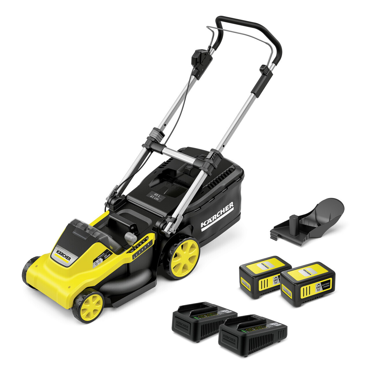 Masina de tuns iarba cu acumulator LMO 5-18 Dual Battery Set, Karcher, galben/negru