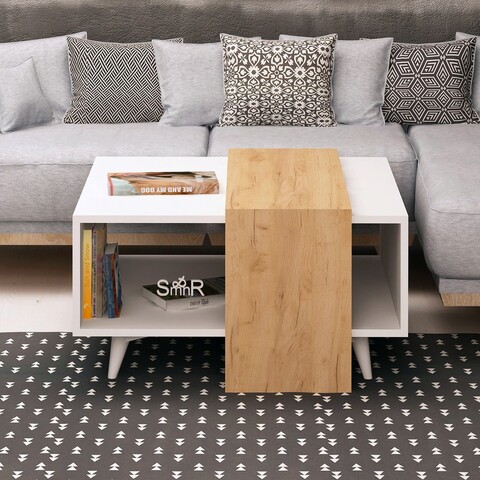 Masuta de cafea, mod design, dowel, 80x40x80 cm, stejar / alb