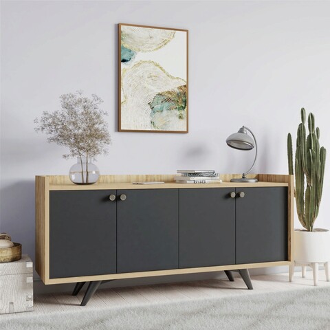 Consola, mod design, piran, 150x75x40 cm, antracit / stejar