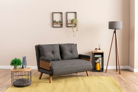 Canapea extensibilă cu 2 locuri, Futon, 859FTN2724, Metal , Gri inchis