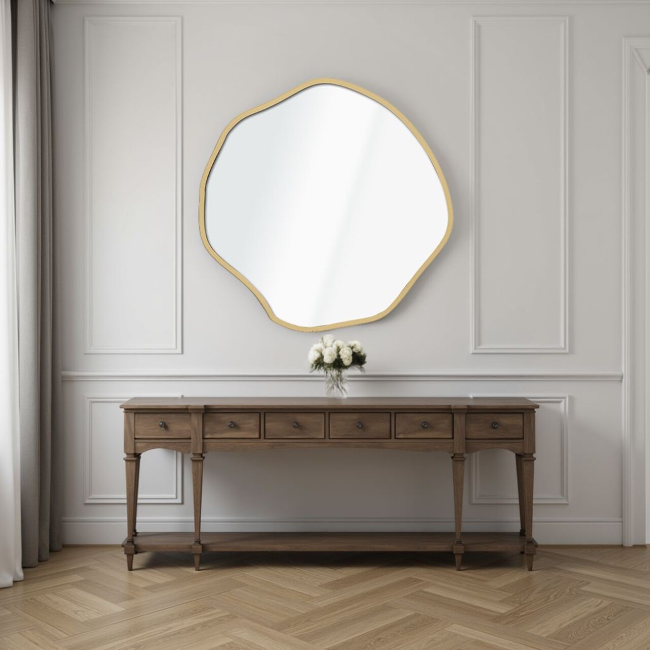 Oglinda decorativa, Lumisfera, Bowed 60 x 60, Auriu