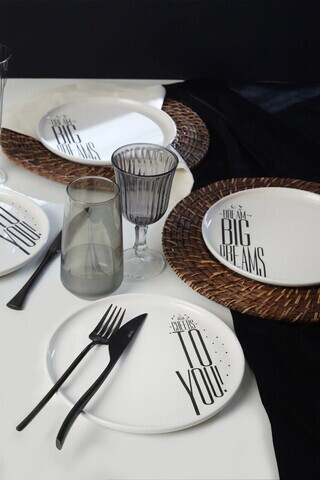 Set farfurii pentru desert, Hermia, 275KRM2595, Dimensiune: 22 cm (4 bucăți), Alb