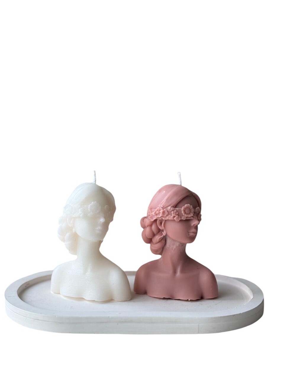 Set de lumanari, Glamour Candle 44ST, 100% SOIA, Roz/Alb